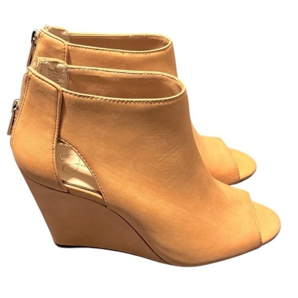 Women’s Jessica Simpson Wedge Heels Peep Toe Ankle Booties Size 9.5M - Picture 1 of 7